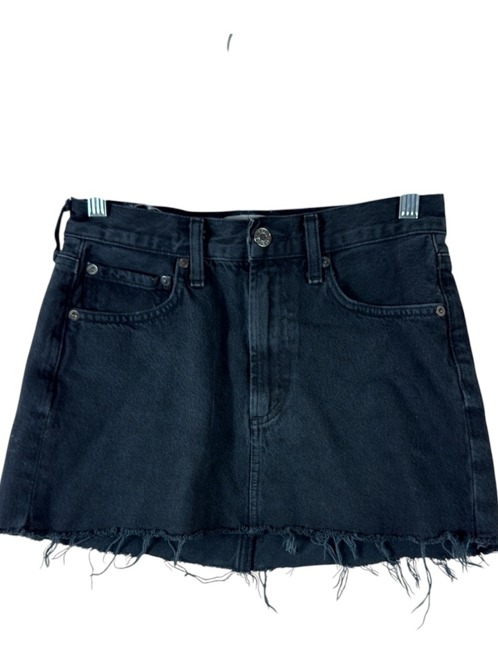 Agolde womens size 24 black raw hem denim micro mini denim jean skirt